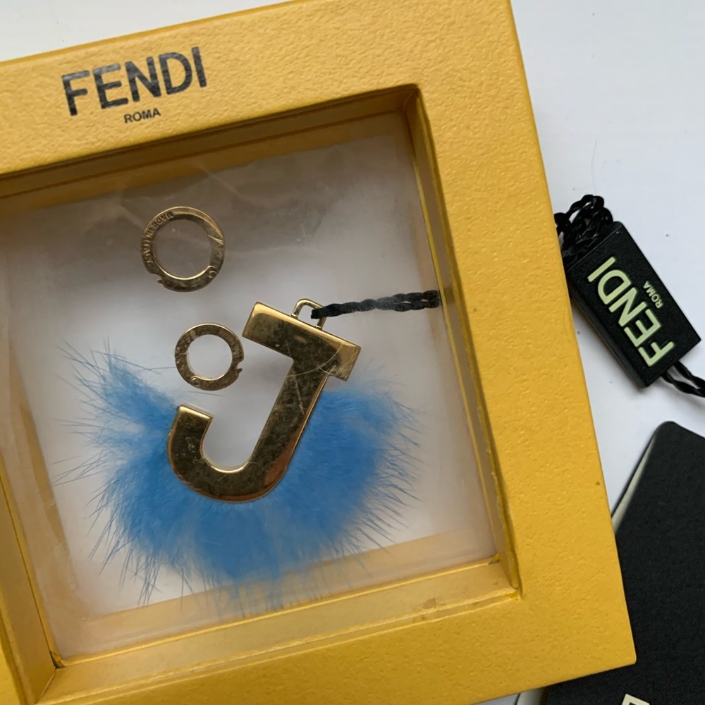 SOLD—-Fendi ABC Bag Charm Purse Monogram J Blue